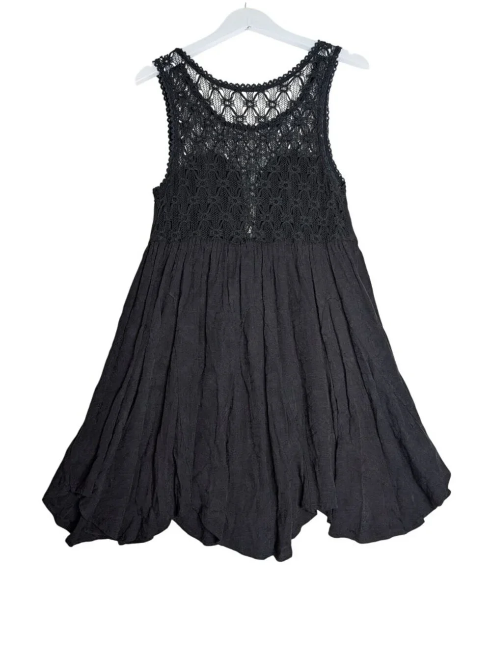 Free People Black Sleeveless Sweetheart Lace Neckline Mini Dress LBD Sz M